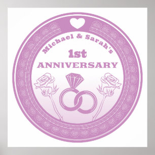 Affiche Anniversaire de mariage Aspect dentelle changer l'