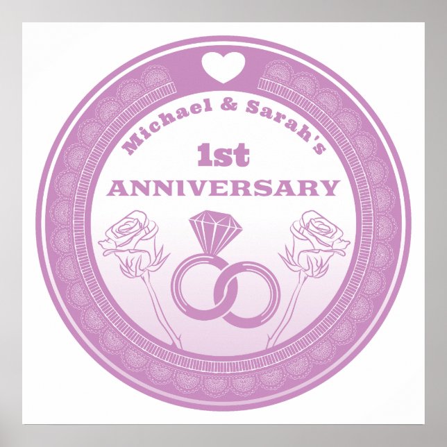 Affiche Anniversaire de mariage Aspect dentelle changer l' (Devant)