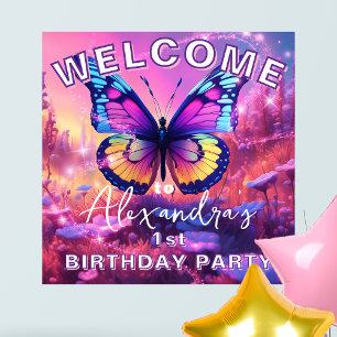 Affiche Anniversaire de Papillon Envoûtant Rêveur Magique