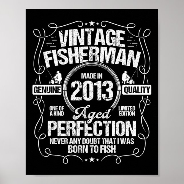 Affiche Anniversaire de pêche 2013 pour un pêcheur né en 2 (Devant)