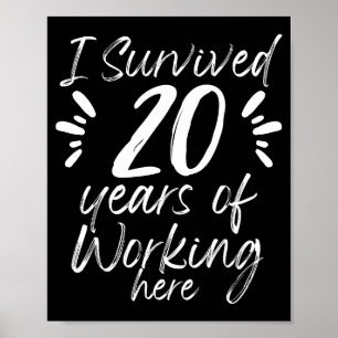 Affiche Anniversaire de travail de 20 ans Employé survécu