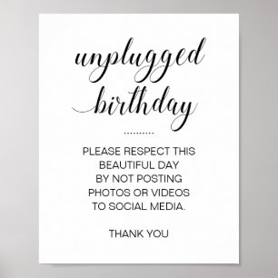 Affiche Anniversaire débranché Pas de médias sociaux Photo