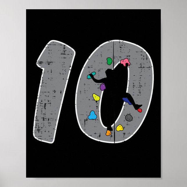 Affiche Anniversaire des 10 ans Escalade Garçons Fête des  (Devant)