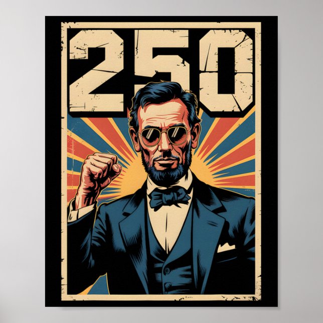 Affiche Anniversaire des 250 ans d'Abraham Lincoln Rétro I (Devant)