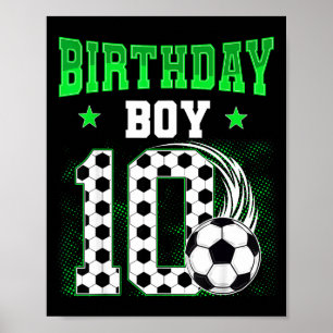 Affiche Anniversaire drôle de 10 ans garçon thème foot fêt
