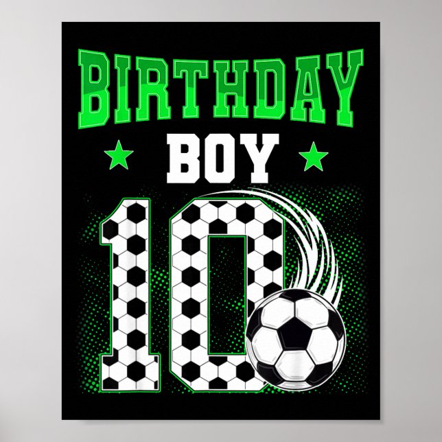 Affiche Anniversaire drôle de 10 ans garçon thème foot fêt (Devant)