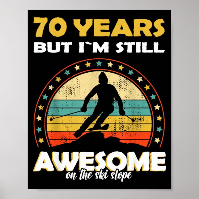 Affiche Anniversaire drôle de ski génial 70 ans  (Devant)
