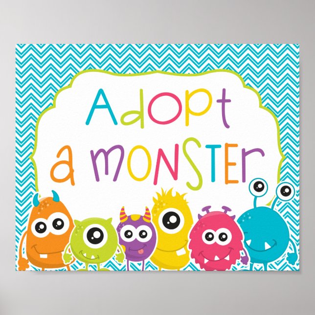 Affiche Anniversaire du petit monstre Adoptez un signe mon (Devant)