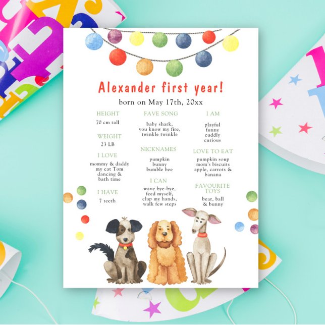Affiche Anniversaire du premier anniversaire du chien (Créateur téléchargé)