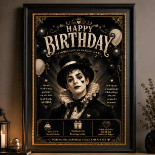 Affiche Anniversaire Elegant Gothic Pierrot