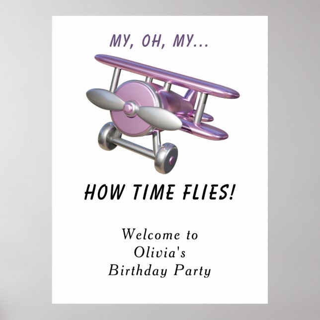 Affiche Anniversaire enfant avion (Devant)