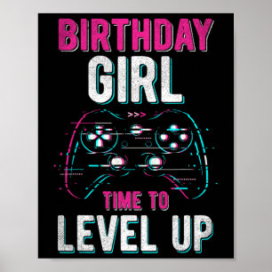 Affiche Anniversaire Fille Niveau Up Vidéo Jeu Anniversair