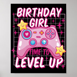 Affiche Anniversaire Fille temps de monter le niveau jeu v