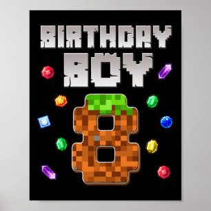 Affiche Anniversaire Garçon Enfants 8e anniversaire Jeu 8 