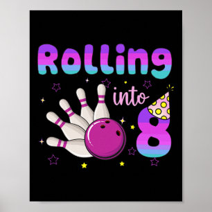 Affiche Anniversaire Garçon Fille Bowling Qui entre dans 8