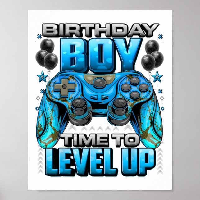Affiche Anniversaire Garçon Temps De Monter La Chemise Vid (Devant)