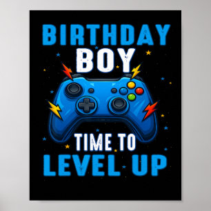 Affiche Anniversaire Garçon Temps De Niveau Up Gamer Jeu V