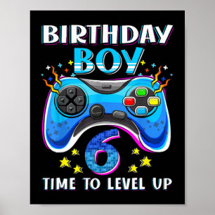 Affiche Anniversaire Garçon Temps De Niveau Up Gamer Jeu V