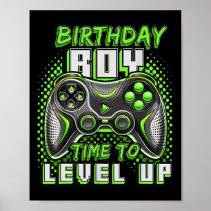 Affiche Anniversaire Garçon Temps De Niveau Up Video Jeu A