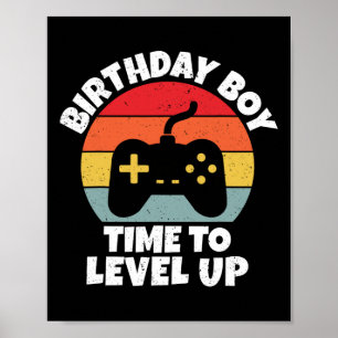 Affiche Anniversaire Garçon Temps De Niveau Up Video Jeu A