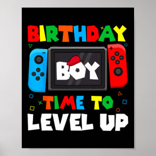 Affiche Anniversaire Garçon Temps De Niveau Up Video Jeu A