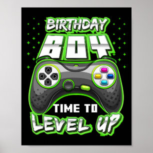 Affiche Anniversaire Garçon Temps De Niveau Up Video Jeu A