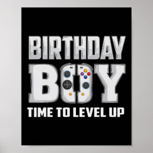 Affiche Anniversaire Garçon Temps De Niveau Up Video Jeu A