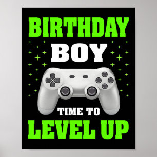 Affiche Anniversaire Garçon Temps De Niveau Up Video Jeu A