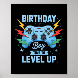 Affiche Anniversaire Garçon Temps De Niveau Up Video Jeu A