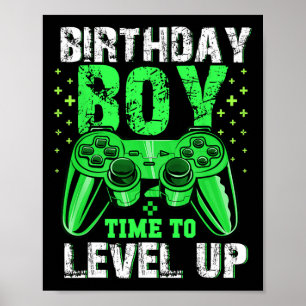 Affiche Anniversaire Garçon Temps De Niveau Up Video Jeu A