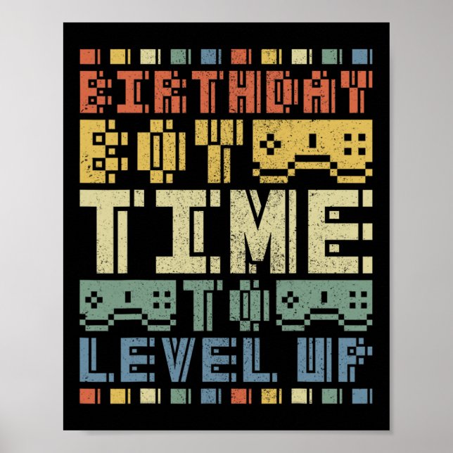 Affiche Anniversaire Garçon Temps De Niveau Vers Ado Garço (Devant)