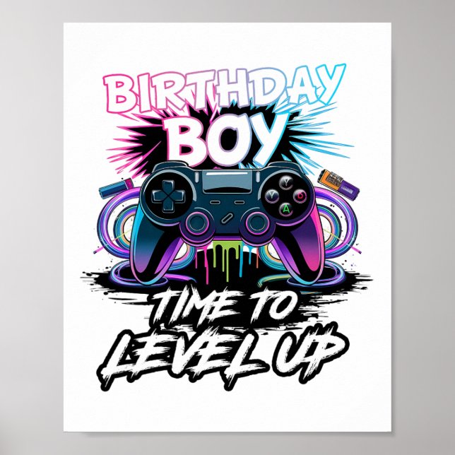 Affiche Anniversaire Garçon Temps Pour Augmenter Le Jeu Vi (Devant)