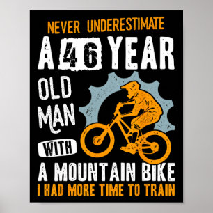Affiche Anniversaire Homme 46 ans Mtb Motard Drôle Cyclist