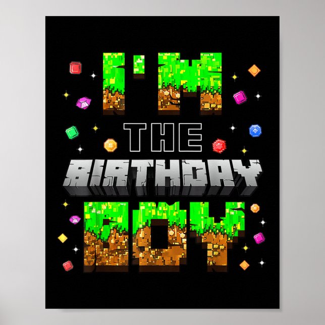 Affiche Anniversaire Je suis Anniversaire Jeu Garçon Pixel (Devant)