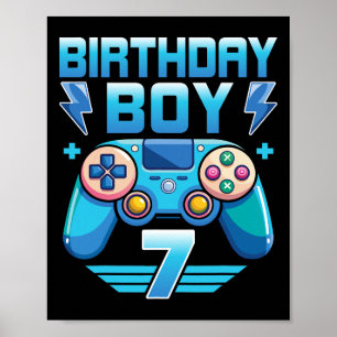 Affiche Anniversaire Joueur Vidéo Garçon 7e fête d'anniver