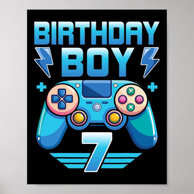 Affiche Anniversaire Joueur Vidéo Garçon 7e fête d'anniver (Devant)