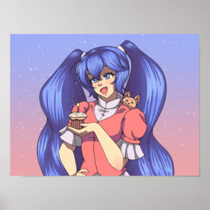Affiche Anniversaire Magique Anime Girl