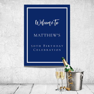 Affiche Anniversaire marine bleu blanc fête bienvenue