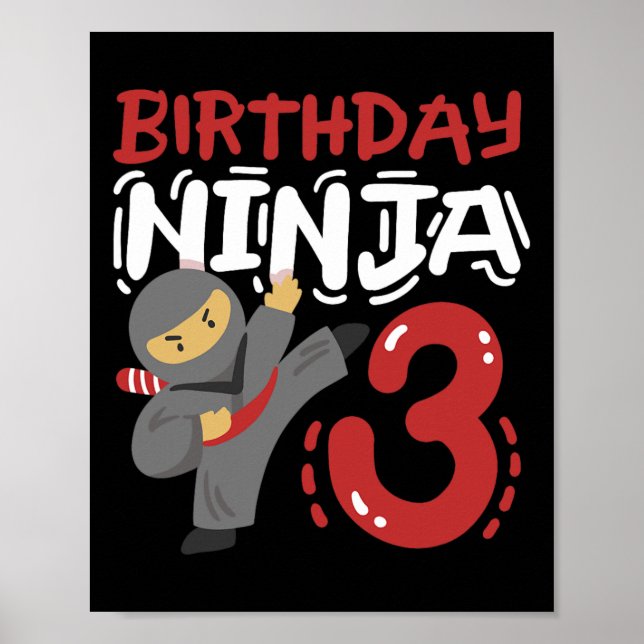 Affiche Anniversaire Ninja 3 Anniversaire Karaté Enfants 3 (Devant)