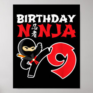 Affiche Anniversaire Ninja - 9 ans Ninja Party - Anniversa
