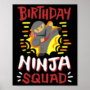 Affiche Anniversaire Ninja Squad Karate Girls Garçons Enfa