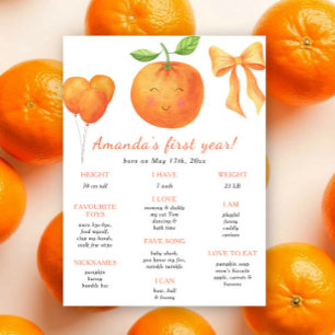 Affiche Anniversaire Orange et Bow Premier Anniversaire