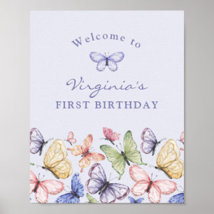 Affiche Anniversaire Papillon Violet