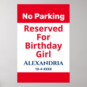 Affiche Anniversaire Pas de parking Réservé Amusants Perso