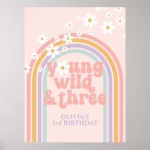 Affiche Anniversaire pastel arc-en-ciel rétro jeune sauvag