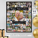 Affiche Anniversaire personnalisé 64 Photo Collage personn<br><div class="desc">Créez un écran de mémoire photo sur un tableau en mousse pour célébrer chaque anniversaire de mariage en utilisant ce modèle de collage photo facile à télécharger avec 64 photos carrés. Le design comprend un script de calligraphie moderne HAPPY ANNIVERSARY titre avec leurs noms, le nombre d'années qu'ils célèbrent et...</div>