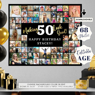 Affiche Anniversaire Photo Collage rendre AGE AGE Bon 68 P
