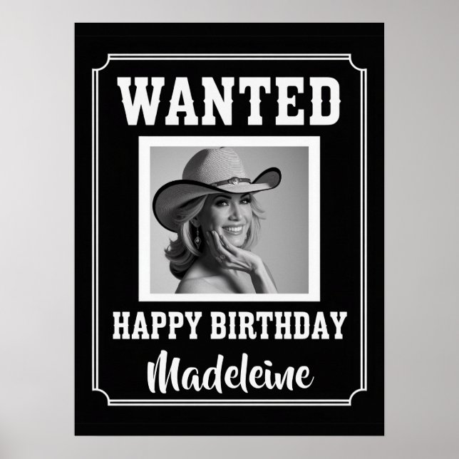 Affiche Anniversaire Photo Rustique Western Far West Sauva (Devant)