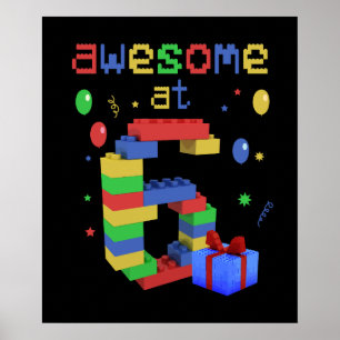 Affiche Anniversaire Pour Enfants 6 Blocs De Construction 