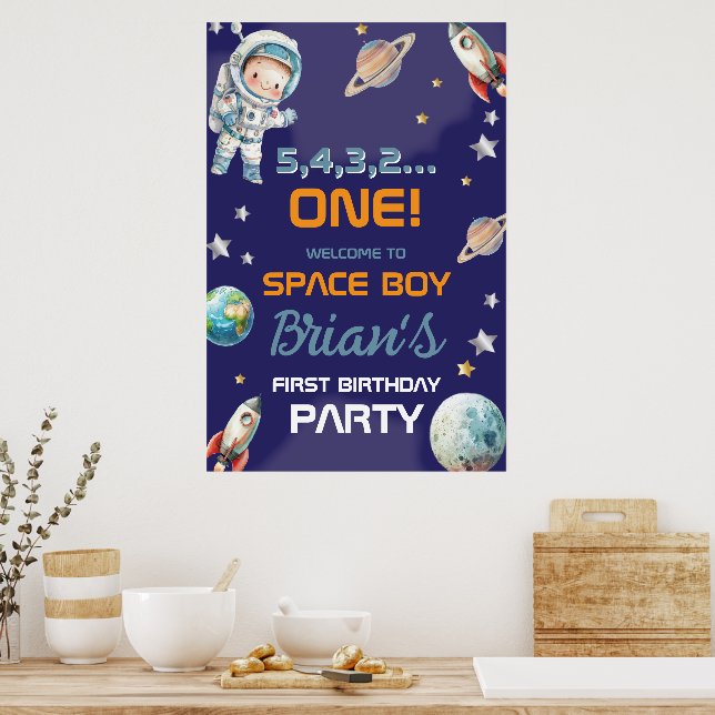 Affiche Anniversaire premier astronaute espace extra-atmos (Cuisine)
